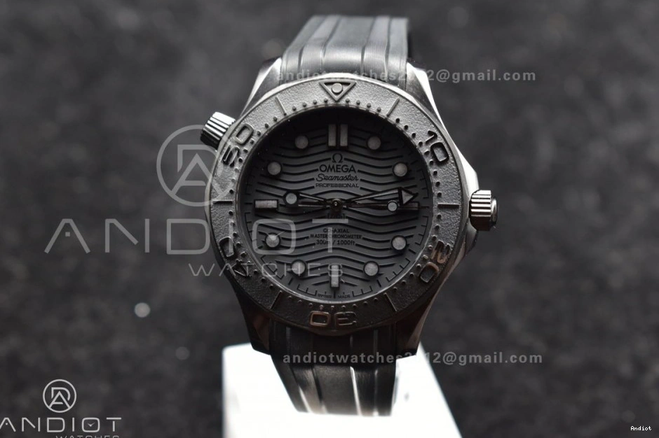 Seamaster Black VSF 43.5mm 1:1 Rubber Black Ceramic Dial Best 300m on Black A8806 Edition Strap 1228